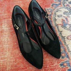 Black kitty heels leather upper size 7.5